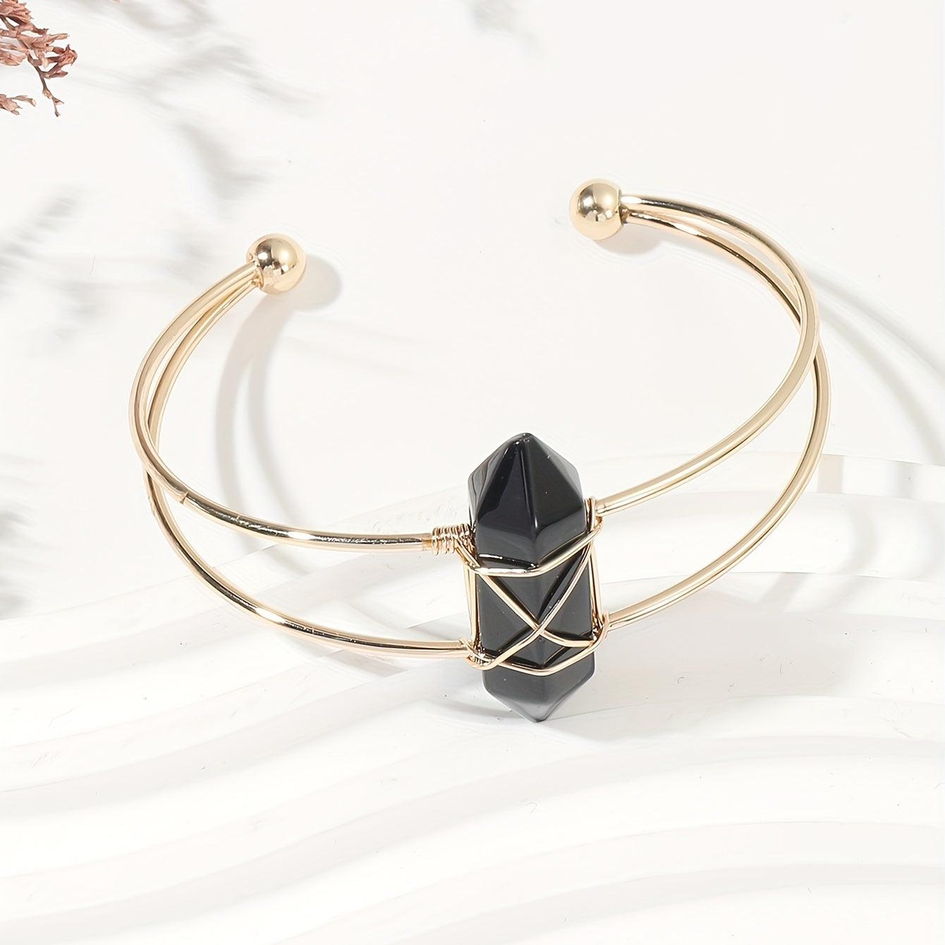 1pc/Women Chakra Natural Stone Hexagonal Wire Bracelet, Holiday party jewelry gifts